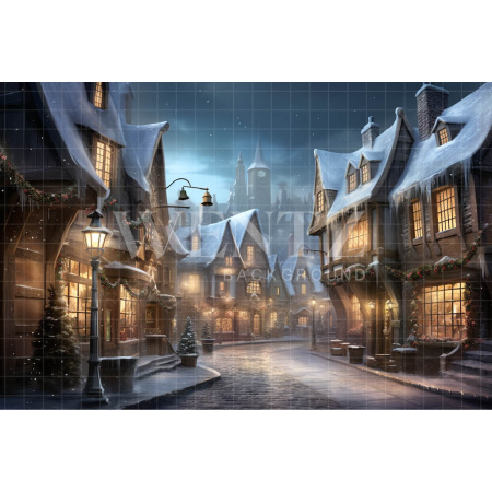 Fabric Photography Background Christmas Village / Backdrop 4613