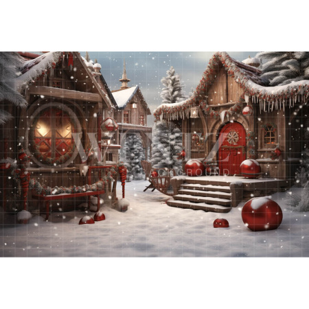 Fabric Photography Background Christmas Village / Backdrop 4614