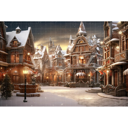 Fabric Photography Background Christmas Village / Backdrop 4615