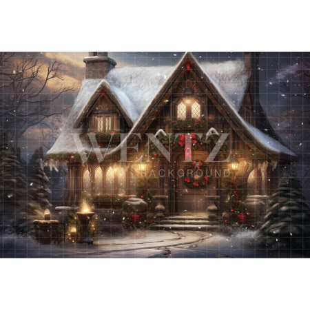 Fabric Photography Background Christmas House / Backdrop 4616