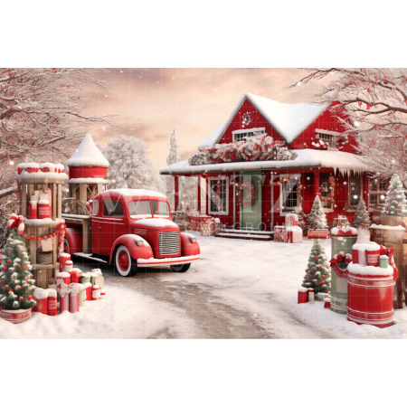 Fabric Photography Background Santa Claus' House / Backdrop 4619