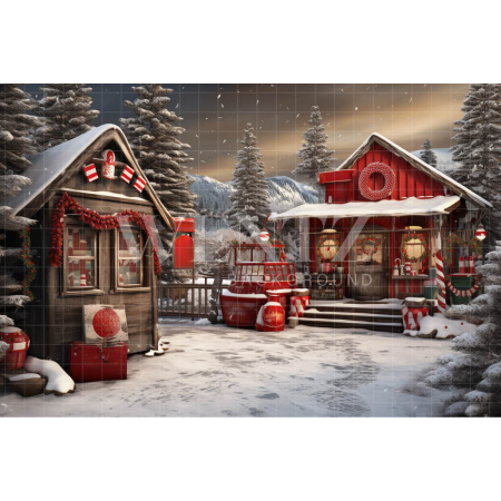 Fabric Photography Background Santa Claus' House / Backdrop 4620