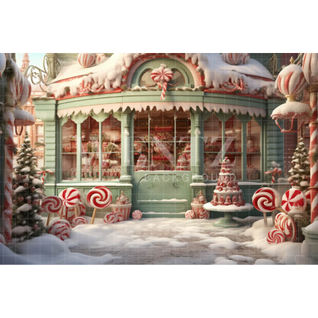 Fabric Photography Background Christmas Candy Shop / Backdrop 4623