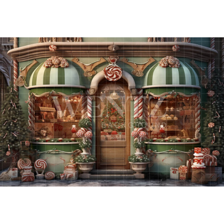 Fabric Photography Background Christmas Candy Shop / Backdrop 4624