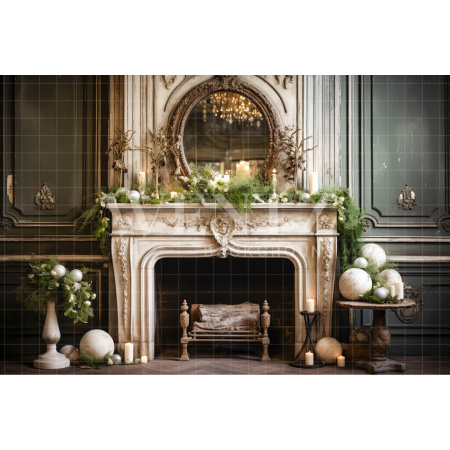 Fabric Photography Background Vintage Fireplace / Backdrop 4627