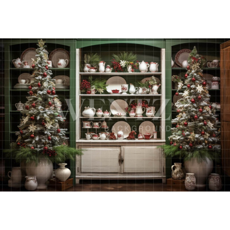 Fabric Photography Background Christmas Kitchen / Backdrop 4635