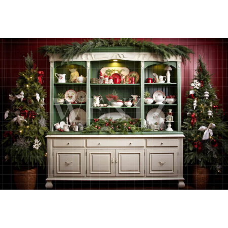 Fabric Photography Background Christmas Kitchen / Backdrop 4636