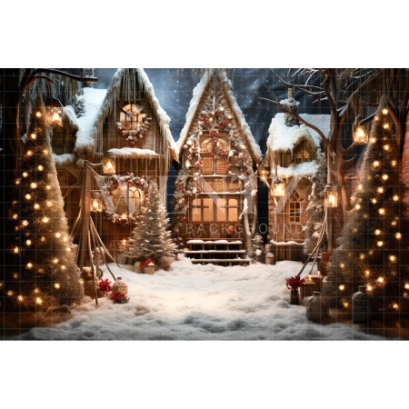 Fabric Photography Background Christmas Village / Backdrop 4637