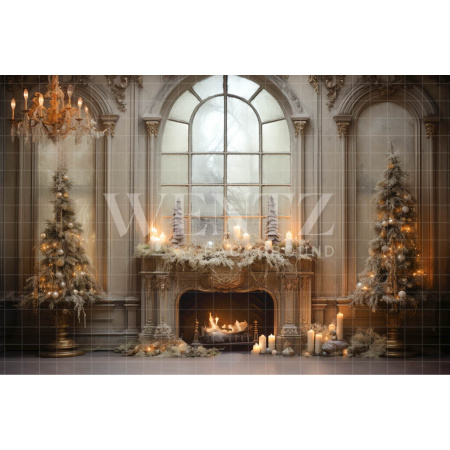 Fabric Photography Background Christmas Set with Fireplace / Backdrop 4645