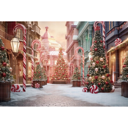 Fabric Photography Background Christmas Village / Backdrop 4647