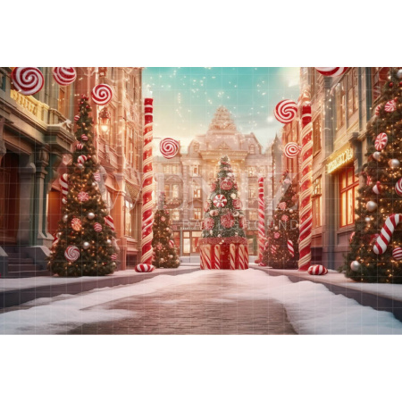 Fabric Photography Background Christmas Village / Backdrop 4648