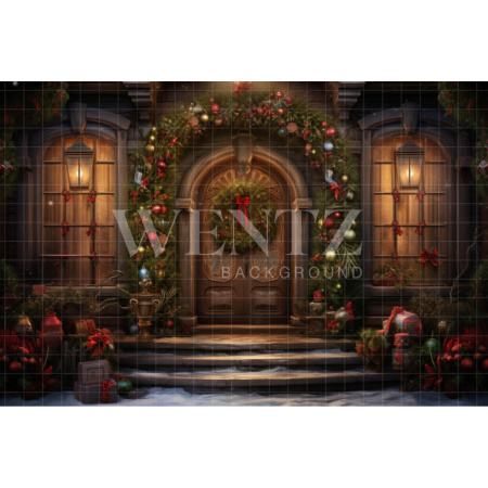 Fabric Photography Background Christmas House Front / Backdrop 4653