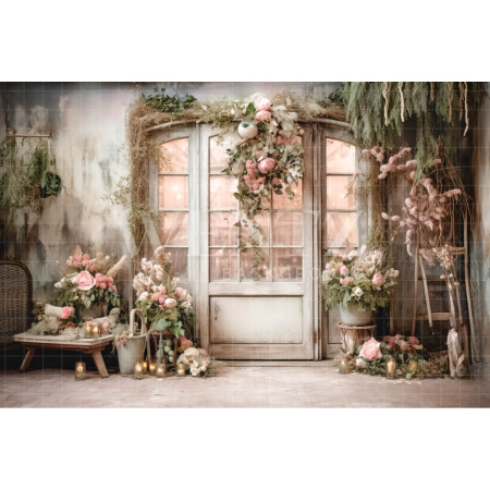 Fabric Photography Background Rustic Christmas Door / Backdrop 4654