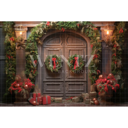 Fabric Photography Background Christmas Door / Backdrop 4672