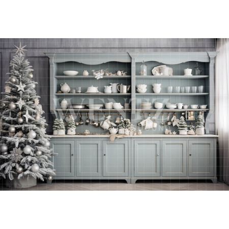 Fabric Photography Background Christmas Kitchen / Backdrop 4675