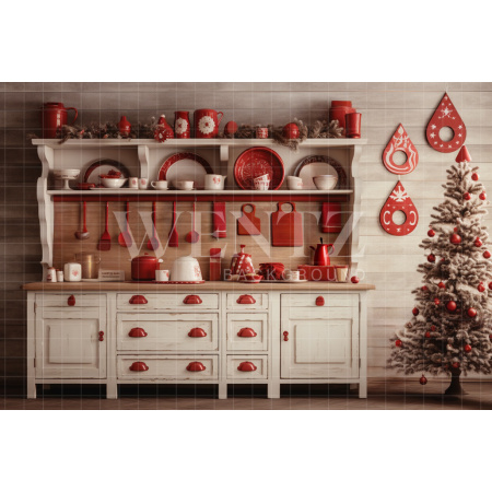 Fabric Photography Background Christmas Kitchen / Backdrop 4691