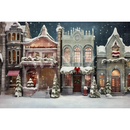 Fabric Photography Background Christmas Village / Backdrop 4707