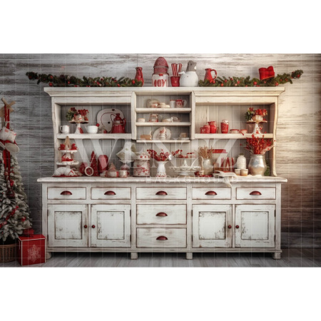 Fabric Photography Background Christmas Kitchen / Backdrop 4704