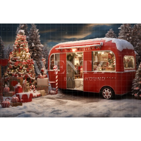 Fabric Photography Background Christmas Trailer / Backdrop 4712