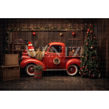 Photographic Background on Fabric Santa's Car / Backdrop 4723