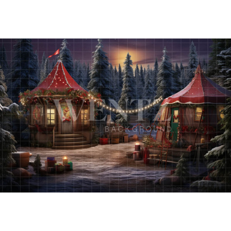 Fabric Photography Background Christmas Village / Backdrop 4732