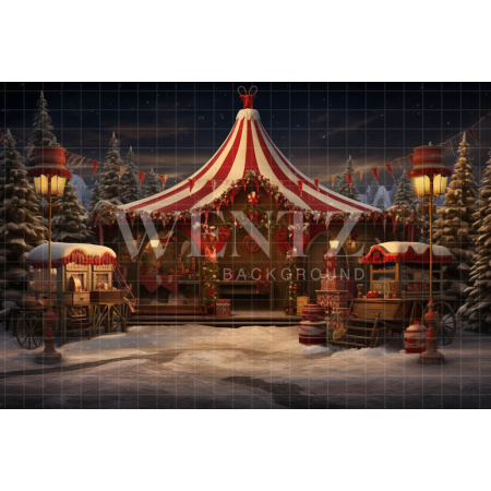 Fabric Photography Background Christmas Circus / Backdrop 4743