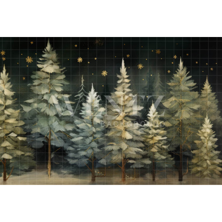 Fabric Photography Background Watercolor Christmas Forest / Backdrop 4760