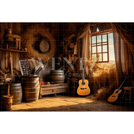 Fabric Photography Background Set with Guitar / Backdrop 4792