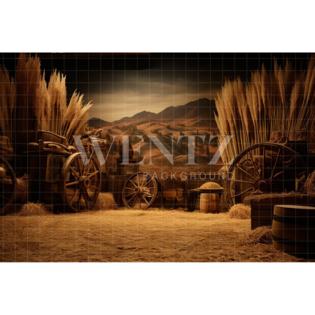 Fabric Photography Background Old Wheel / Backdrop 4794