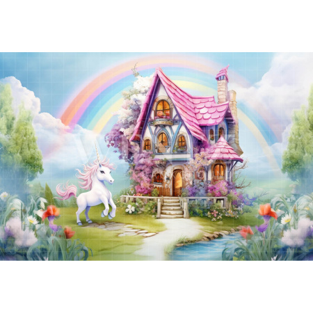 Photographic Background in Fabric Unicorn Castle / Backdrop 4968