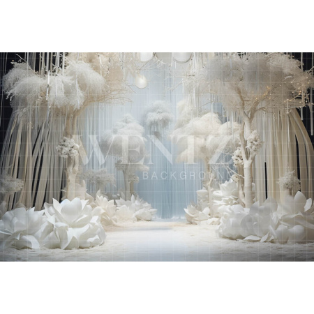 Photographic Background in Fabric Trees with Petals  / Backdrop 4982