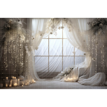 Photographic Background in Fabric Réveillon Set with Window / Backdrop 4992