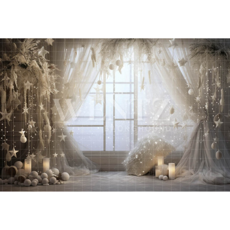 Photographic Background in Fabric Réveillon Set with Window / Backdrop 4993