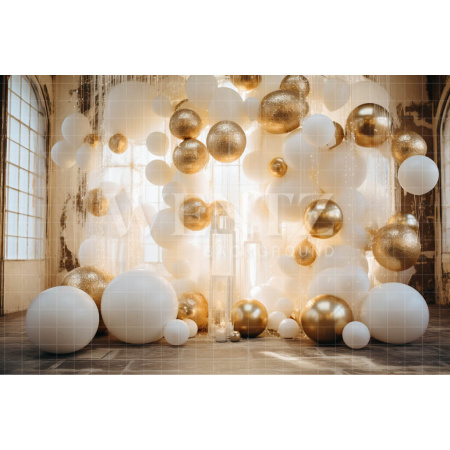 Photographic Background in Fabric Living Room with Balloons / Backdrop 4996