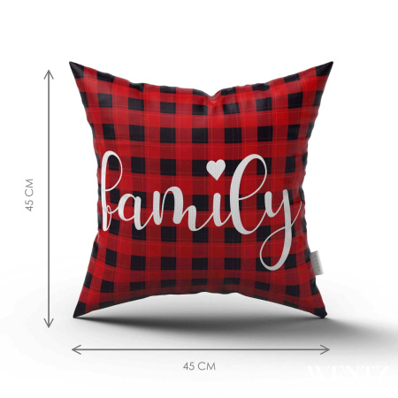 Pillow Case Plaid Black and Red Family - 45 x 45 / WA18