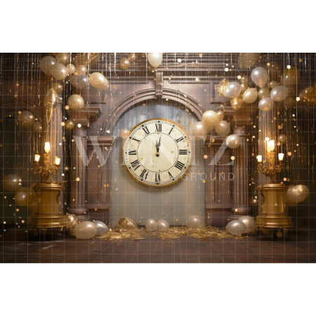 Photographic Background in Fabric Gold Clock / Backdrop 5002