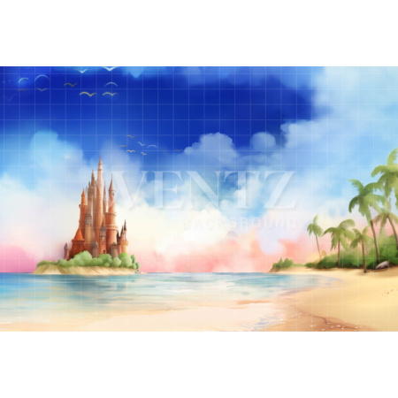 Photographic Background in Fabric Castle in the Beach / Backdrop 5007