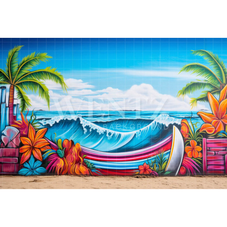 Photographic Background in Fabric Graffiti Beach / Backdrop 5013