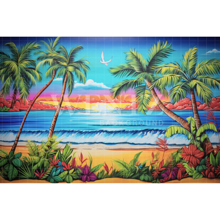 Photographic Background in Fabric Graffiti Beach / Backdrop 5014