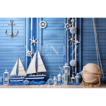 Photographic Background in Fabric Blue Sailor Set / Backdrop 5018