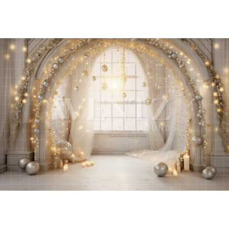 Photographic Background in Fabric White and Gold New Years Set / Backdrop 5027