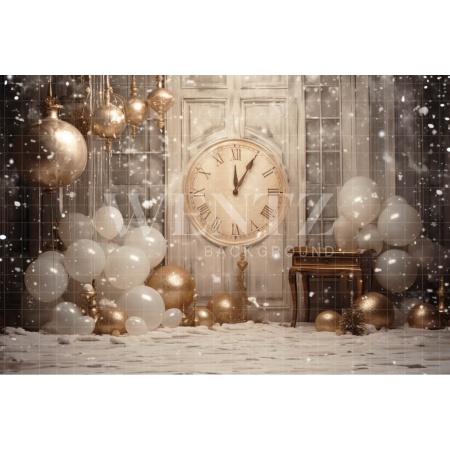 Photographic Background in Fabric New Years Set with Clock / Backdrop 5052