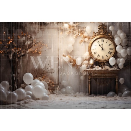 Photographic Background in Fabric New Years Set with Clock / Backdrop 5054