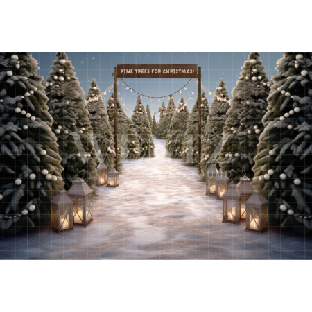 Photographic Background in Fabric Pine Tree Farm / Backdrop 5061