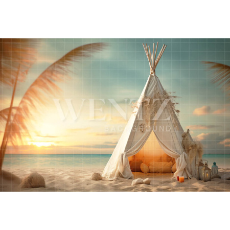 Photographic Background in Fabric Beach Hut / Backdrop 5107