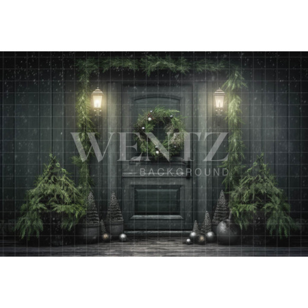 Photographic Background in Fabric Christmas Front Door / Backdrop 5154