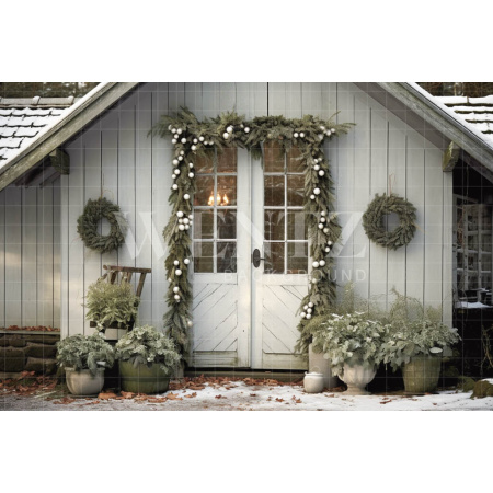 Photographic Background in Fabric Christmas Front Door / Backdrop 5160