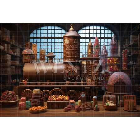 Fabric Photography Background Chocolate Factory / Backdrop 5294