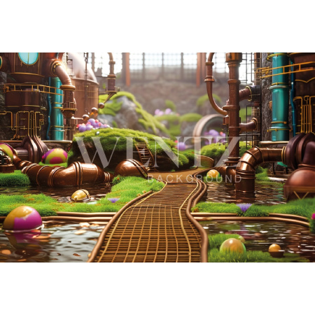 Fabric Photography Background Chocolate Factory / Backdrop 5395