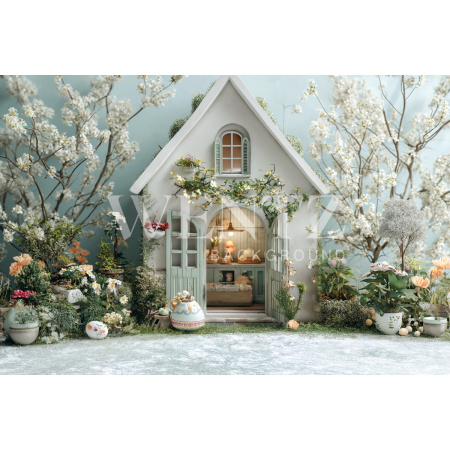 Fabric Photography Background Easter House / Backdrop 5702